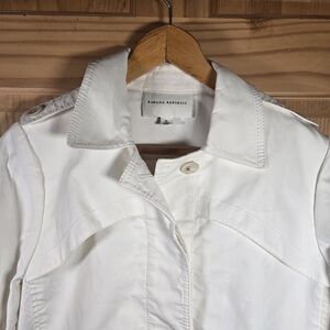 Vintage Banana Republic Trench Coat Button Womens XL White Spring Office Career